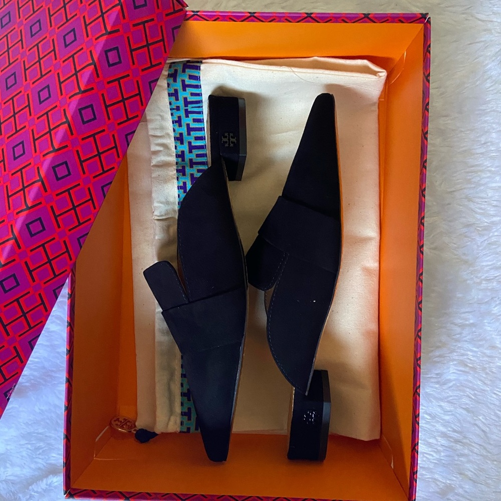 Tory Burch Rosalind Pointed-toe Suede Mules - Picture 7 of 10